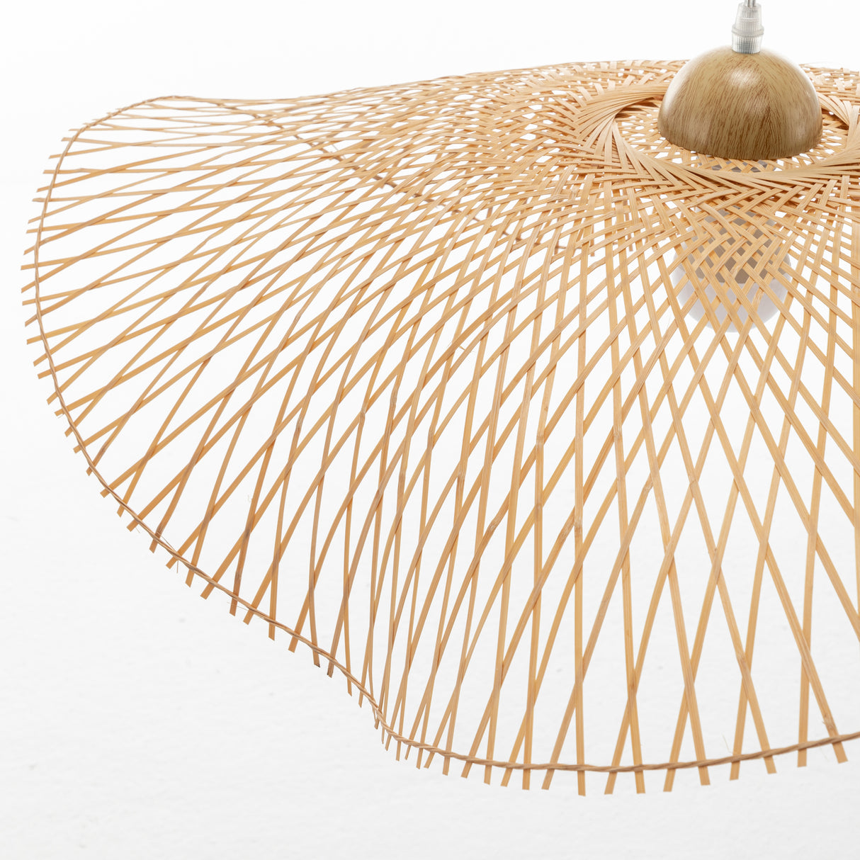 Natural Hand Woven Bamboo Wave Pendant Light Large