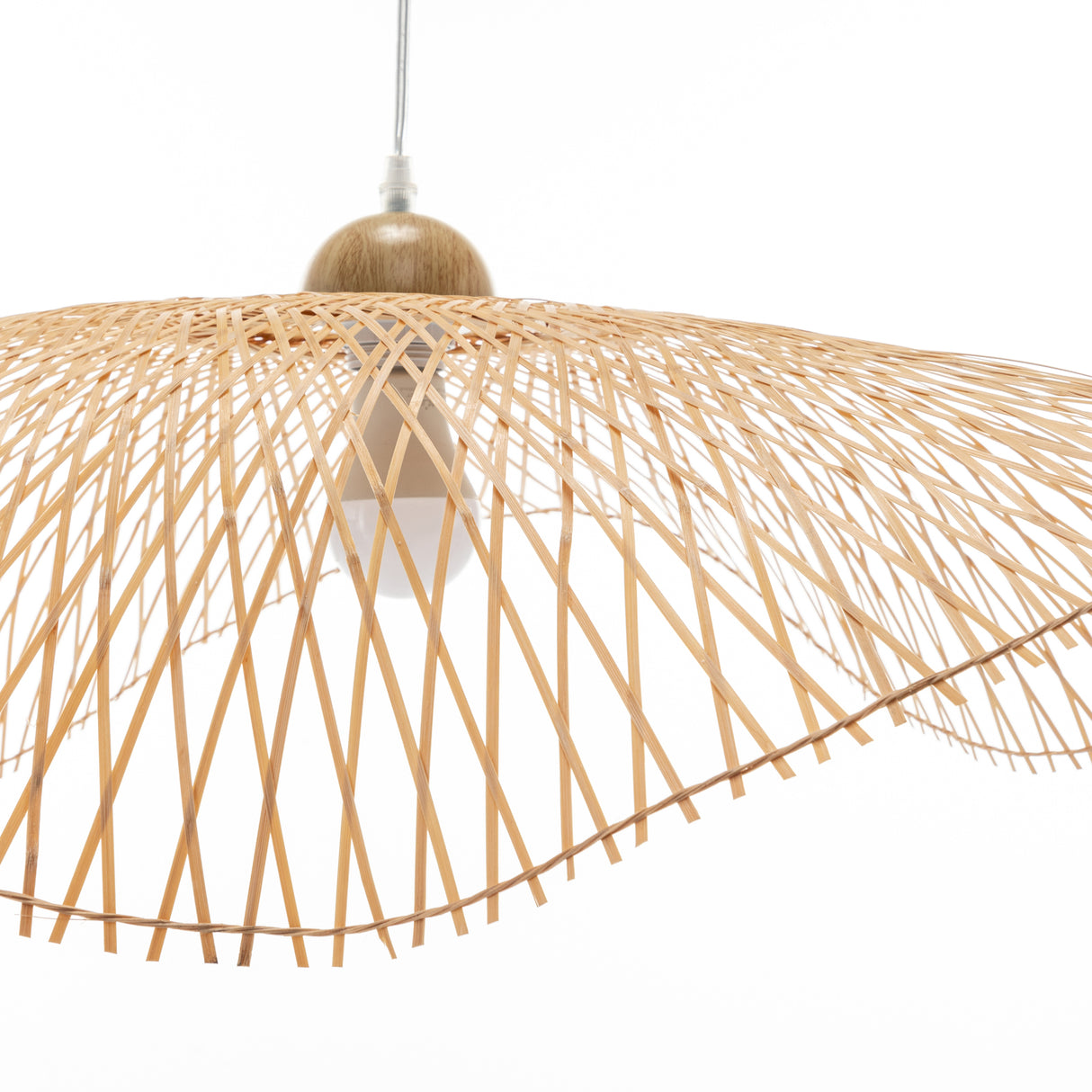 Natural Hand Woven Bamboo Wave Pendant Light Large