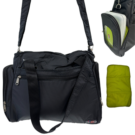 Black baby nappy changing travel tote bag