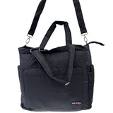 Large black baby nappy changing travel tote bag