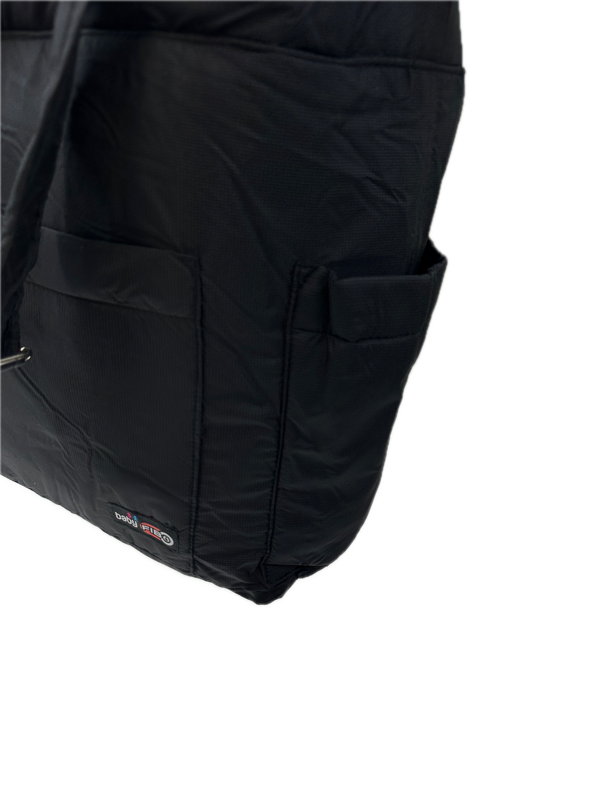 Large black baby nappy changing travel tote bag