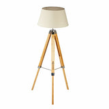 Large Bamboo Tripod Floor Lamp — Beige Linen Shade, Contemporary and Vintage Styles — Allure Home Collections