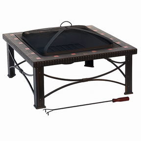 Rapid Bay square slate tile fire pit 30 inch with steel frame for patio