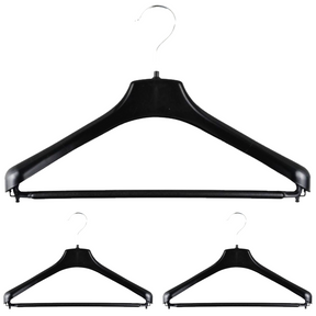 Pittsworth black broad shoulder suit hangers, 3pcs with silver hooks