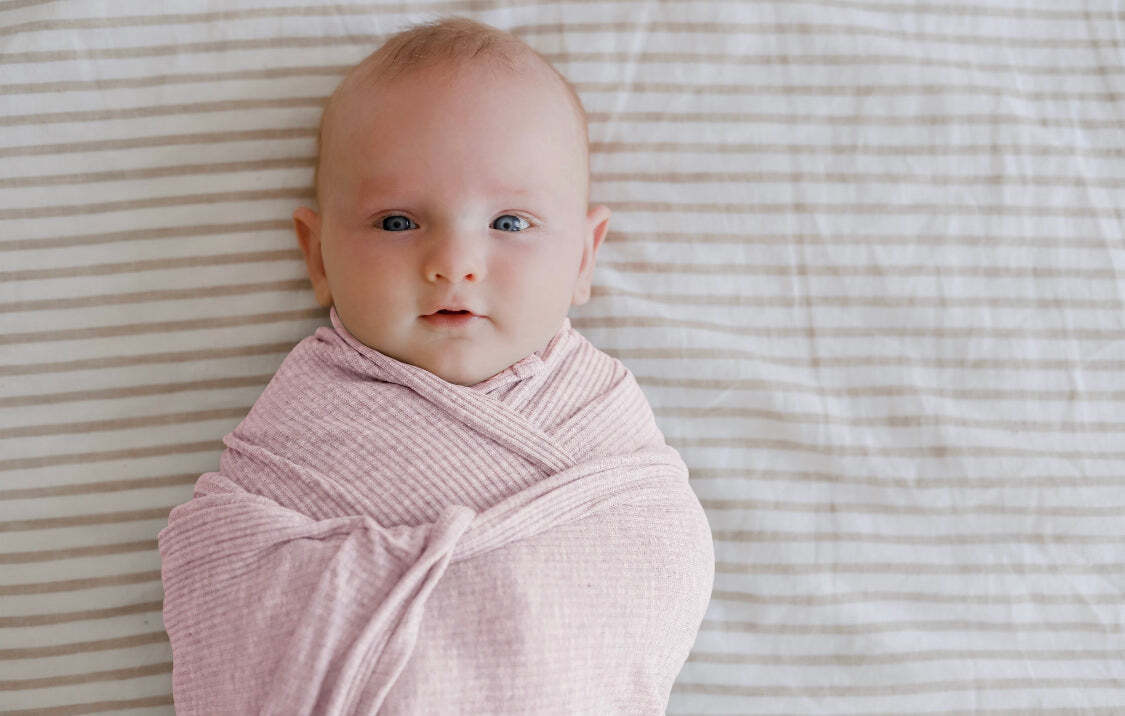 Ribbed jersey cotton baby swaddle wrap in Love design