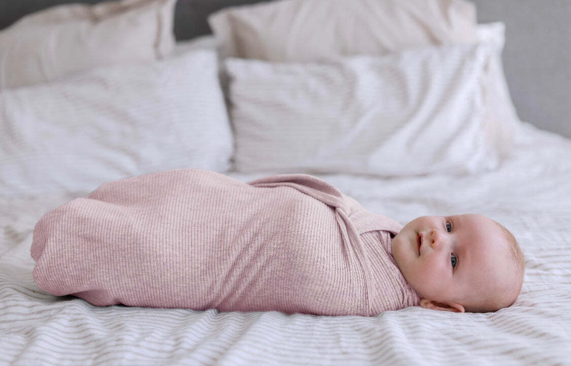Ribbed jersey cotton baby swaddle wrap in Love design
