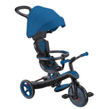 Royal blue 4 in 1 kids trike with canopy and parent handle