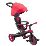 New red 4 in 1 kids trike with canopy and parent handle