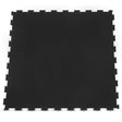 Sixteen interlocking black rubber gym tiles forming a seamless floor