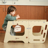 Helper tower and table in use