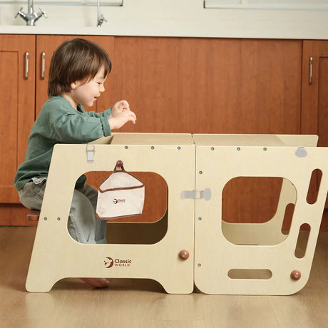 Helper tower and table in use