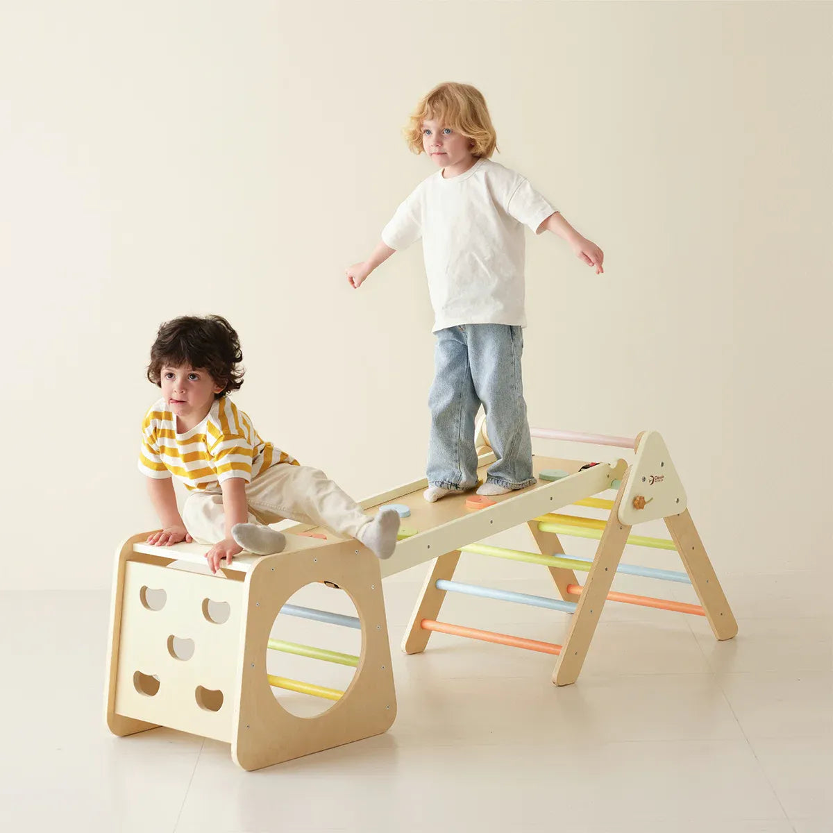 Wooden climbing frame for indoor play