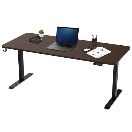 Spence Electric Standing Desk, Walnut and Black 180cm