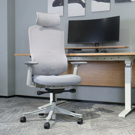 Yallingup white and grey ergonomic mesh office chair