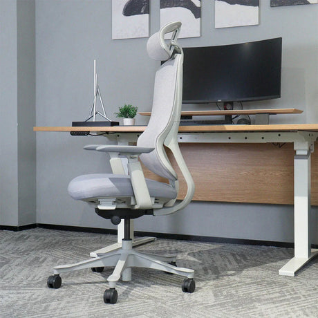 Yallingup Ergonomic Office Chair, White and Grey