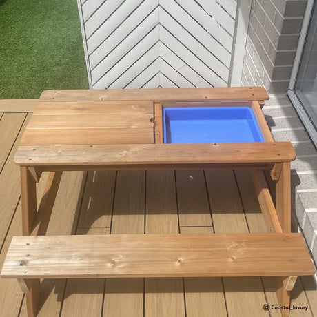 Sand and water table top view