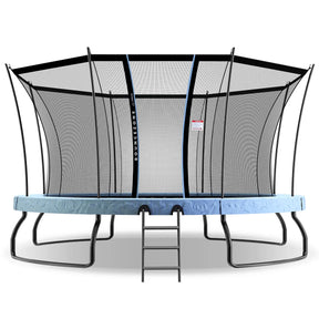Round spring trampoline with safety enclosure extra large 430cm view 1