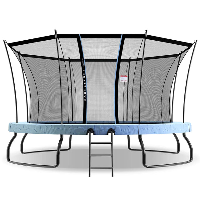 Round spring trampoline with safety enclosure extra large 430cm view 1