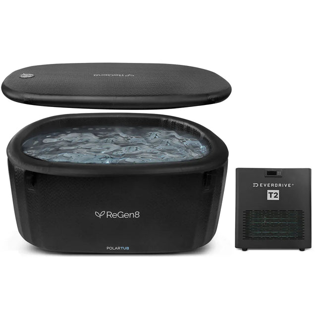 Oval cold plunge ice bath with chiller unit, 505L inflatable tub