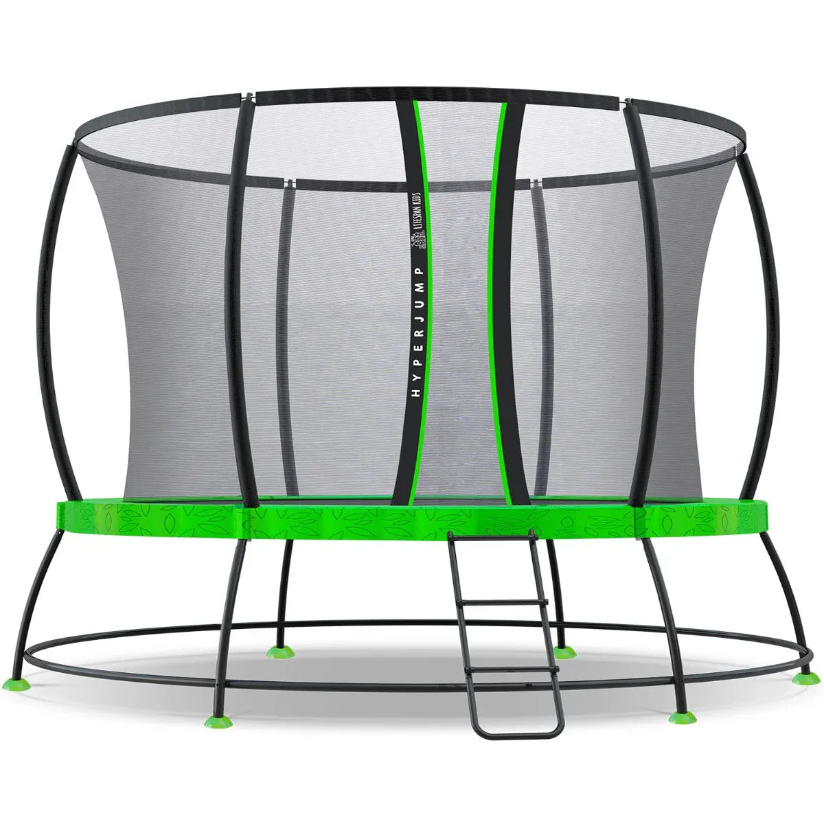 Springless trampoline with safety enclosure 12ft view 1