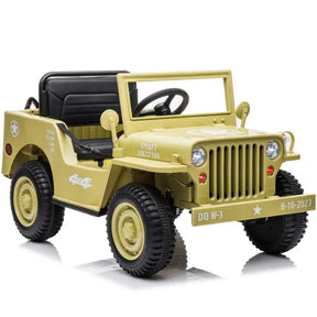 Brooklands Kids Ride On Car, 12V Electric Military Jeep, Khaki