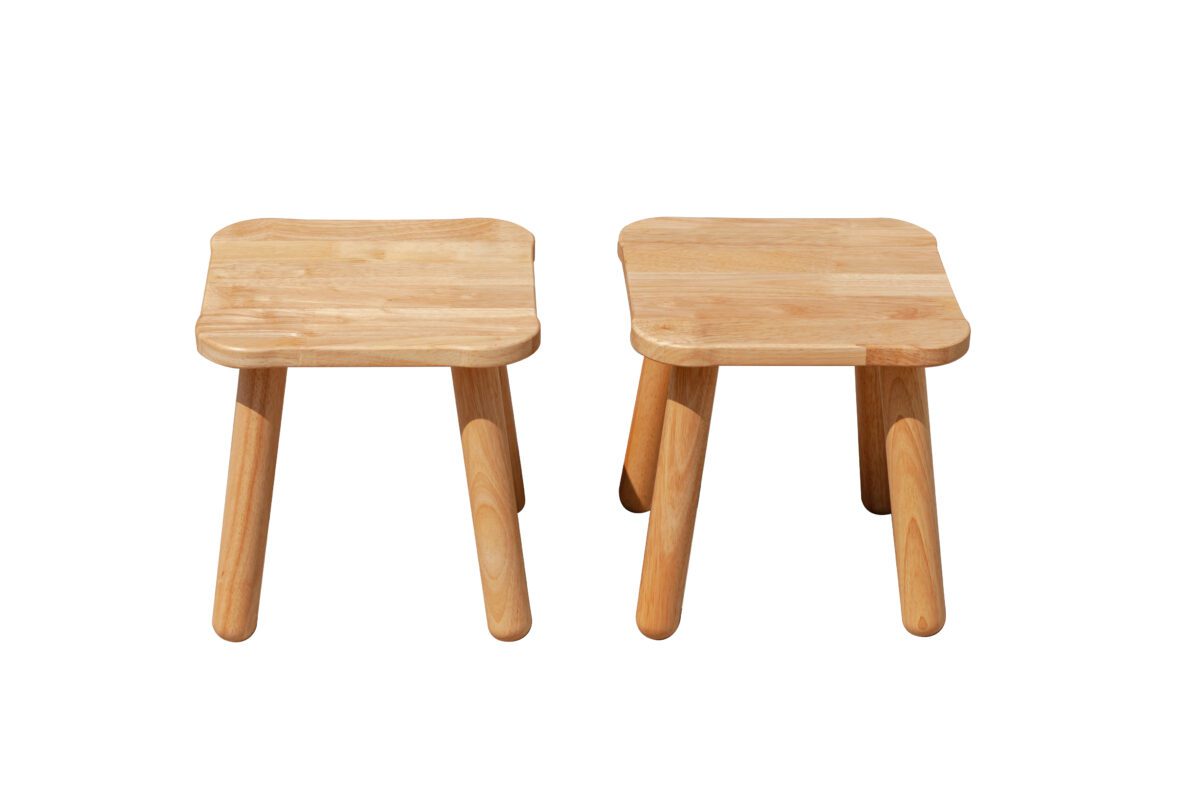 Qtoys Classic Hardwood Stools — Set of 2, Sustainably Sourced, 29 x 29 x 30cm — Allure Home Collections
