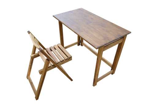 Hardwood Foldable Teen Desk and Chair Set — Acacia Wood, 90 x 70 x 50cm — Allure Home Collections