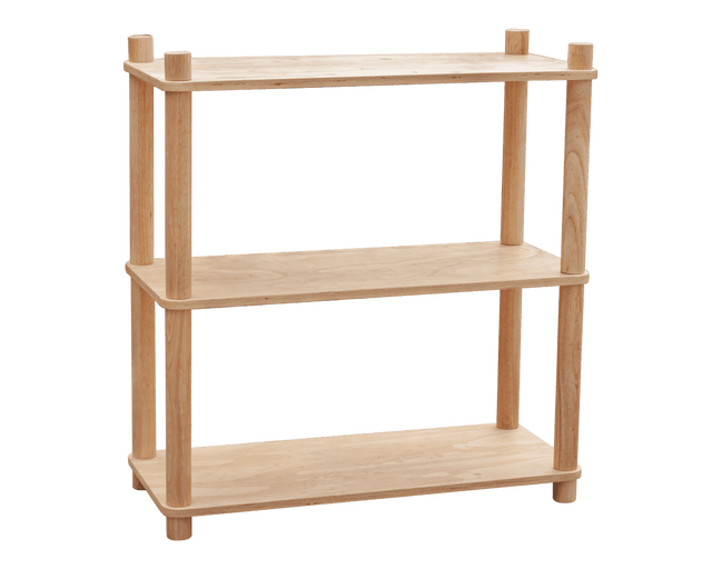 Benmore natural plywood Montessori three tier open shelf for a nursery