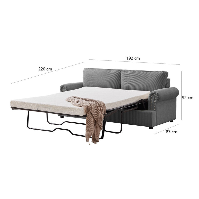 PHEBE Corduroy Dark Grey 3 Seater Sofa Bed