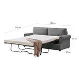 PHEBE Corduroy Dark Grey 3 Seater Sofa Bed