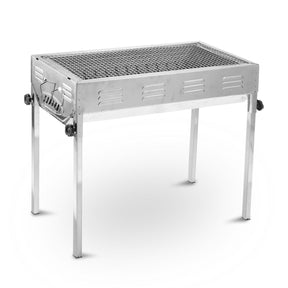Peaceful Bay stainless steel portable charcoal BBQ grill in silver for camping and picnics
