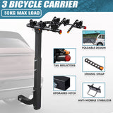 Aalst Foldable Hitch Mount Bike Rack, 3 Bike, 50kg, Black