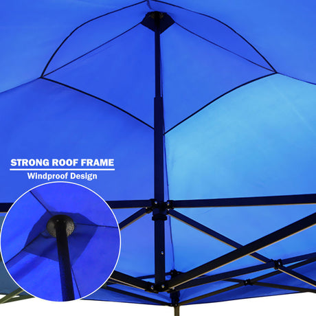 Side view of the blue marquee showing a full length wall panel