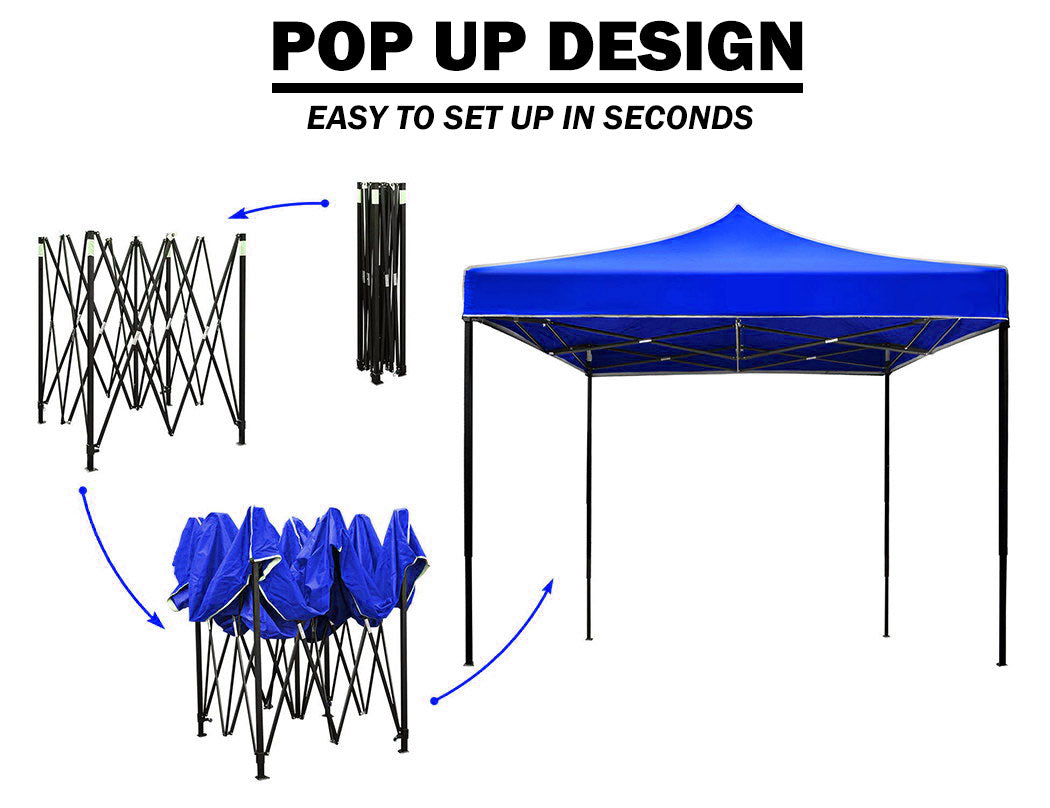 Close up of the adjustable gazebo leg with four height settings