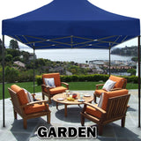 Blue gazebo with side walls used over a market stall setup