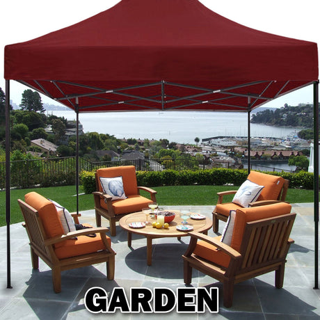 Close up of the adjustable gazebo leg with four height settings