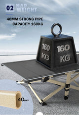 Maligne Camping Stretcher Bed, Single, Grey