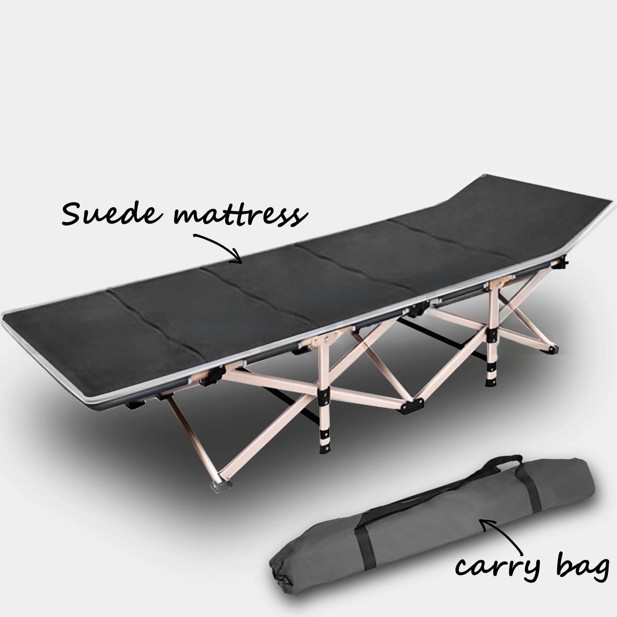 Maligne Camping Stretcher Bed, Single, Grey