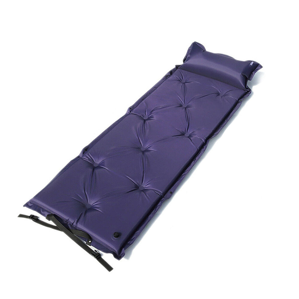 Navy self inflating camping mattress with pillow and carry bag