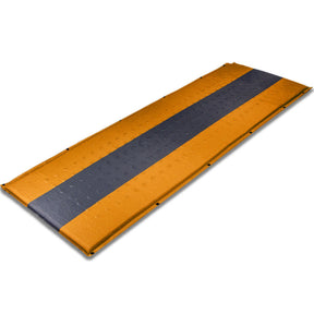 Orange thick 5cm single self inflating camping mat rolled out