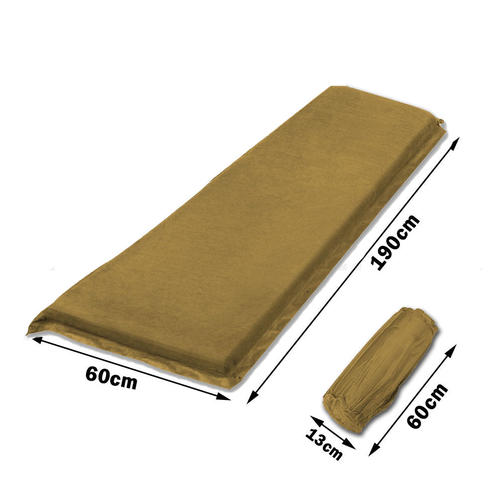 Nigel Self Inflating Camping Mattress, Single Suede, Beige