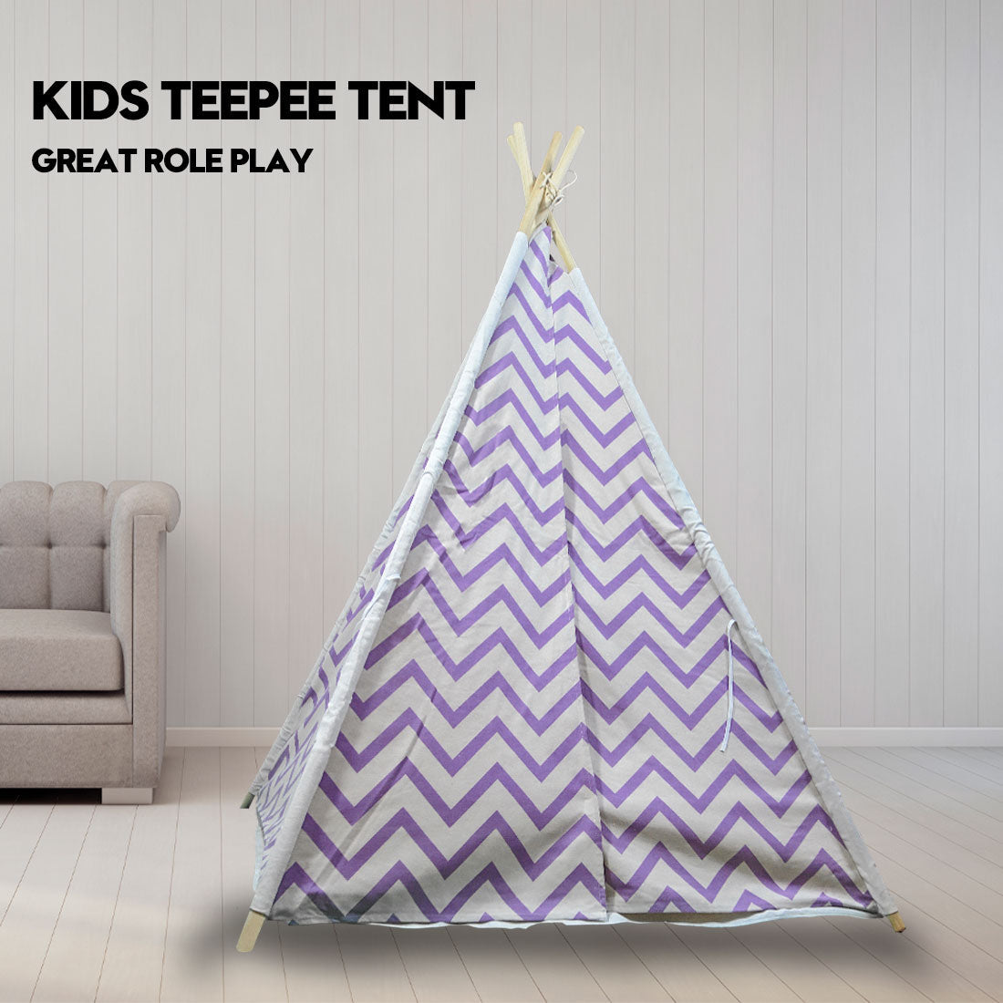 Clearwater Kids Teepee Tent, Giant Cotton Canvas Wigwam, Purple