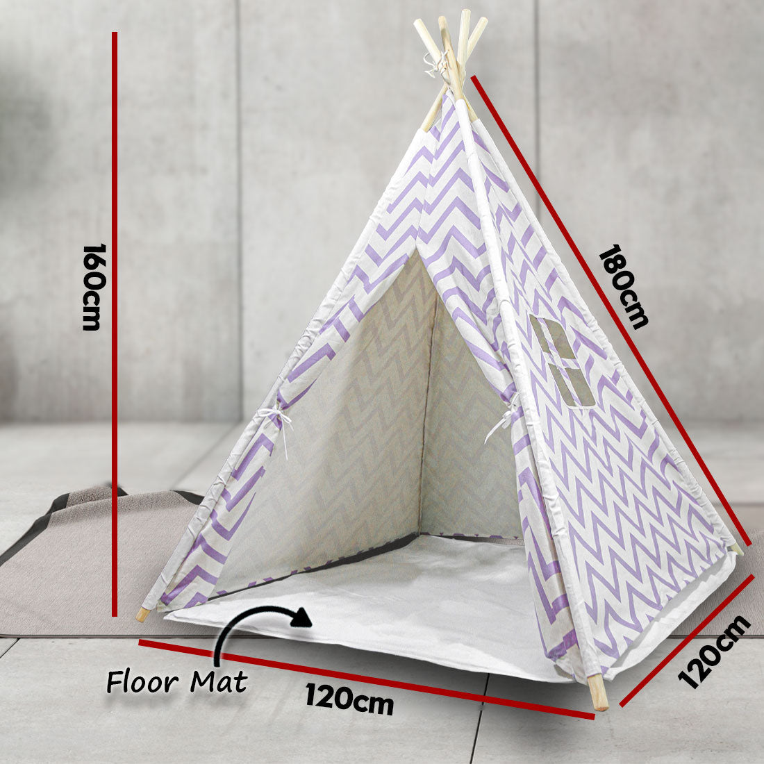 Clearwater Kids Teepee Tent, Giant Cotton Canvas Wigwam, Purple