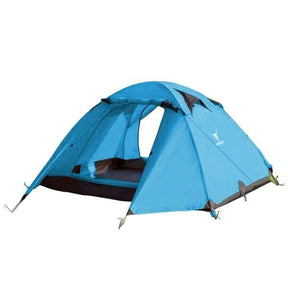 Chalten blue two person backpacking tent pitched with twin doors