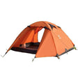 Chalten orange two person backpacking tent pitched with twin doors