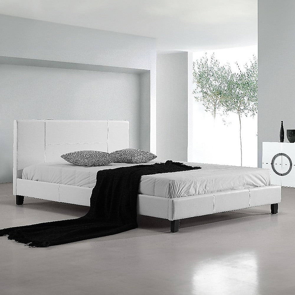 Palermo Queen PU Leather Bed Frame - White