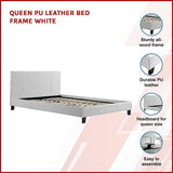 Palermo Queen PU Leather Bed Frame - White