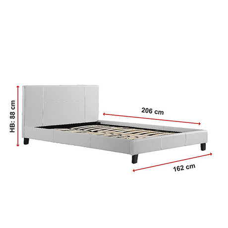 Palermo Queen PU Leather Bed Frame - White
