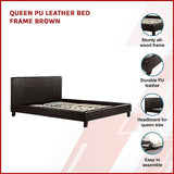 Palermo Brown PU Leather Queen Bed Frame