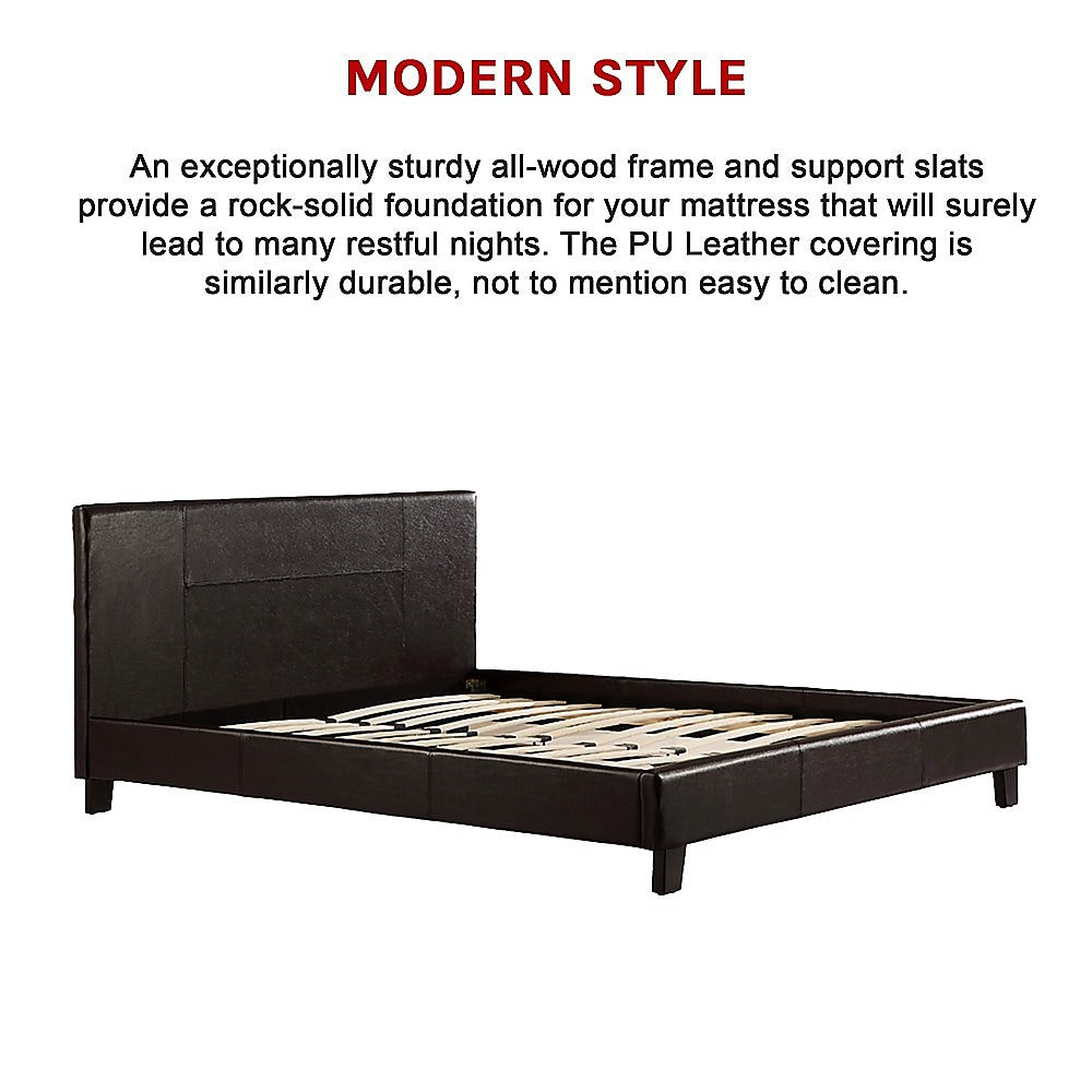 Palermo Brown PU Leather Queen Bed Frame